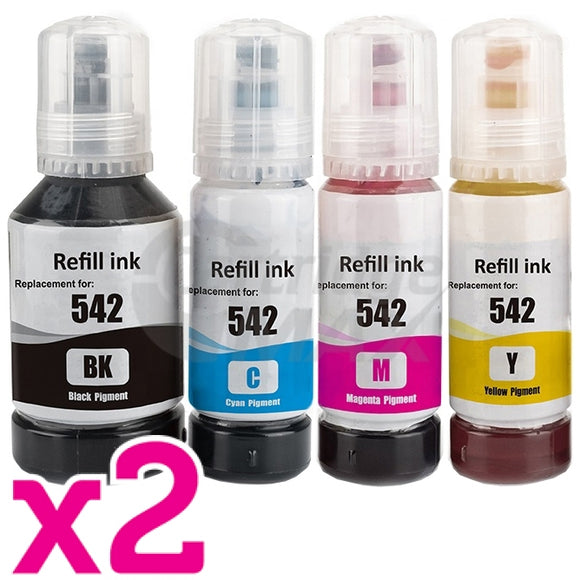 8-Pack Epson T542 Generic Ink Bottle Combo [2BK+2C+2M+2Y]