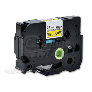 Brother TZe-S651 Generic 24mm Black Text on Yellow Strong Adhesive Laminated Tape - 8 metres