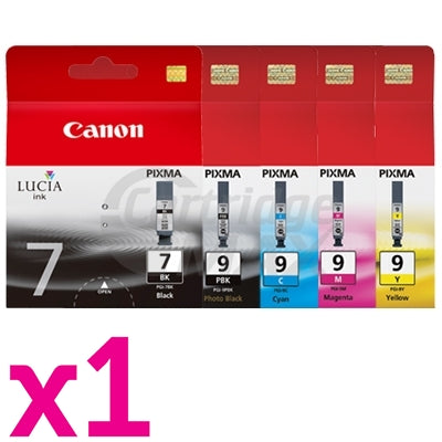 6-Pack Canon PGI-7BK PGI-9PBK/C/M/Y/CLEAR PIXMA iX7000,MX7600 Original InkJet Cartridge [1BK,1PBK,1C,1M,1Y,1CLEAR]