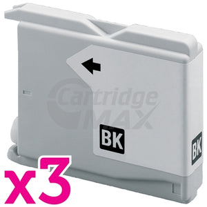 3 x Brother Generic LC-37BK Black Ink