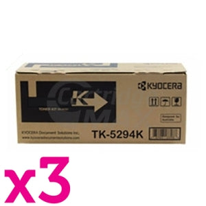 3 x Original Kyocera TK-5294K Black Toner Cartridge Ecosys P7240CDN