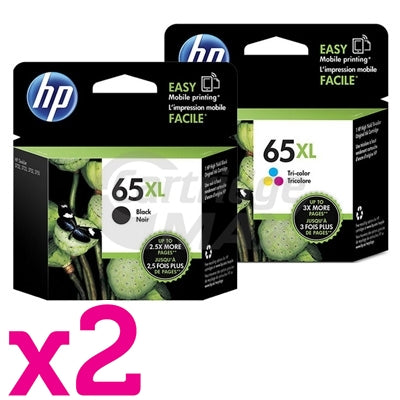 4 Pack HP 65XL Original High Yield Ink Combo N9K04AA + N9K03AA [2BK,2CL]