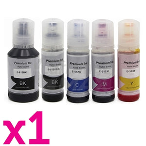 5-Pack Epson T512 Generic Ink Bottle Combo [1BK,1PBK,1C,1M,1Y]