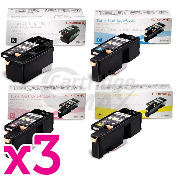 3 sets of 4 Pack Original Fuji Xerox DocuPrint CP105 CP205 CM205 CM215 CP215 Toner Cartridges(CT201591-CT201594)
