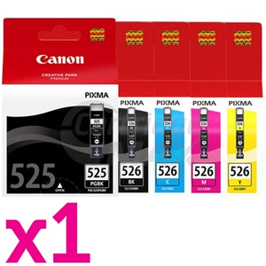 5-Pack Original Canon PGI-525 & CLI-526 Inkjet Combo [1BK,1PBK,1C,1M,1Y]