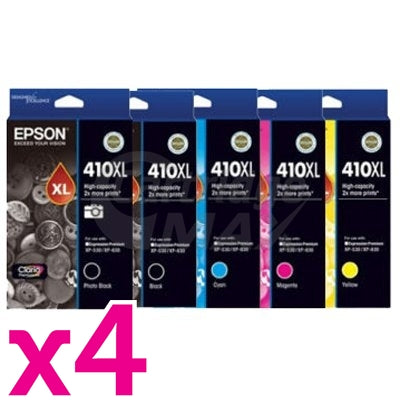 20 Pack Epson 410XL (C13T339192-C13T340492) Original High Yield Inkjet Cartridges [4BK,4PBK,4C,4M,4Y]