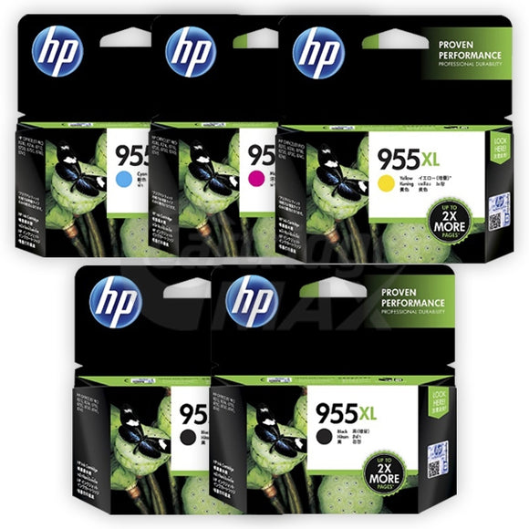 5 Pack HP 955XL Original High Yield Inkjet Combo L0S63AA - L0S72AA [2BK,1C,1M,1Y]
