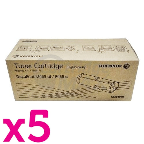 5 x Fuji Xerox DocuPrint P455d M455DF Original Toner Cartridge - 25,000 pages (CT201949)