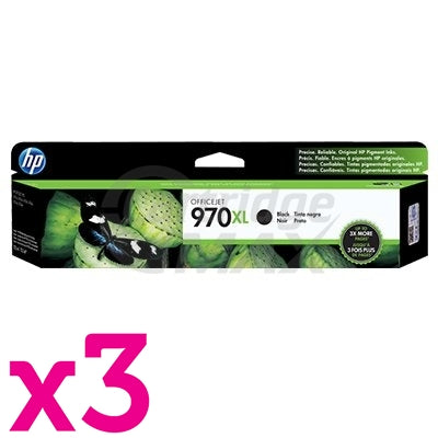 3 x HP 970XL Original Black High Yield Inkjet Cartridge CN625AA- 9,200 Pages