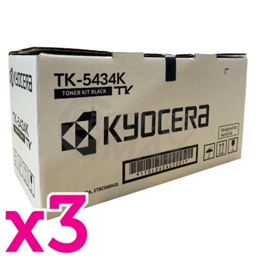 3 x Original Kyocera TK-5434K Black Toner Cartridge ECOSYS PA2100, MA