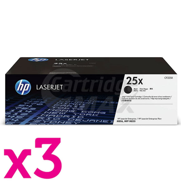 3 x HP CF325X (25X) Original Black Toner Cartridge - 40,000 Pages
