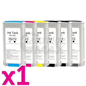 6 Pack HP 72 Generic Inkjet Cartridges C9403A + C9370A - C9374A [1MBK,1PBK,1C,1M,1Y,1GY]
