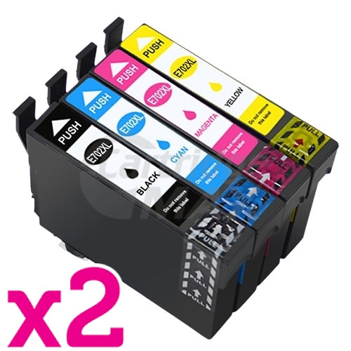 8 Pack Epson 702XL Generic High Yield Inkjet Cartridges Combo [2BK,2C,2M,2Y]