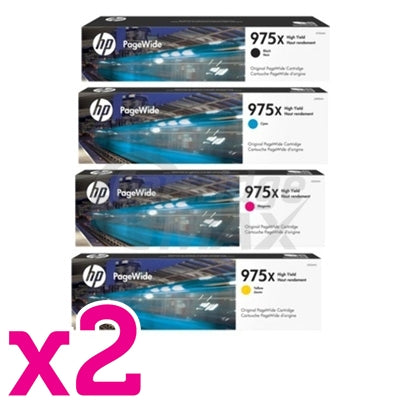 2 sets of 4 Pack HP 975X Original High Yield Inkjet Combo L0S00AA - L0S09AA [2BK,2C,2M,2Y]
