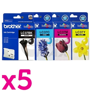 20 Pack Original Brother LC-37 Ink Combo [5BK+5C+5M+5Y]