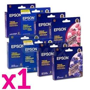 8-Pack Epson Original T0540 - T0549 Ink Cartridges [1PBK,1C,1M,1Y,1R,1MBK,1GO,1BU]