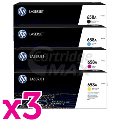 3 Sets of 4 Pack HP 658A W2000A-W2003A Original Toner Cartridges Combo [3BK,3C,3M,3Y]