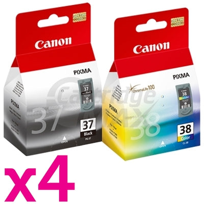 8 Pack Original Canon PG-37 CL-38 Ink Cartridges [4BK,4C]