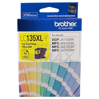 Original Brother LC-135XLY High Yield Yellow Ink Cartridge - 1,200 Pages
