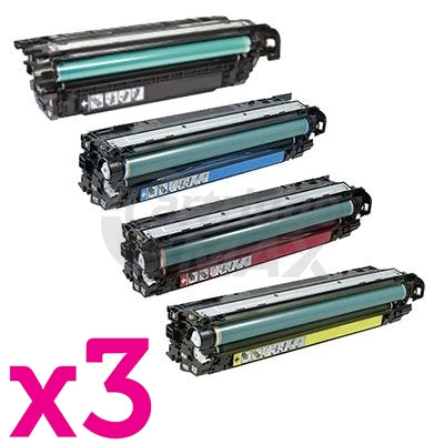 3 Sets of 4 Pack HP CE264X, CF031A-CF033A (646X/646A) Generic Toner Cartridges [3BK,3C,3M,3Y]