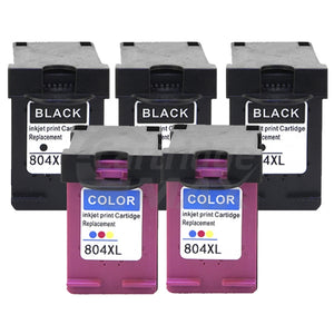 5 Pack HP 804XL Generic High Yield Inkjet Cartridges T6N12AA + T6N11AA [3BK,2CL]