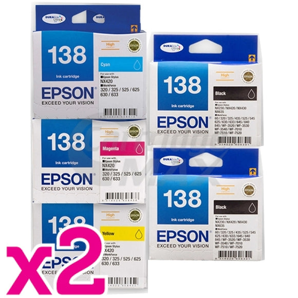 10-Pack Original Epson 138 T1381-T1384 Ink Cartridge Set [4BK,2C,2M,2Y]
