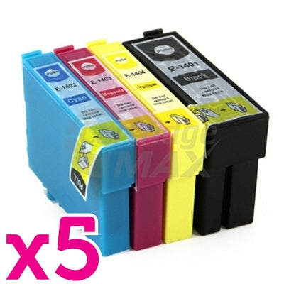 20 Pack Epson 140 (T1401-T1404) Generic High Yield Inkjet Cartridges [5BK,5C,5M,5Y]