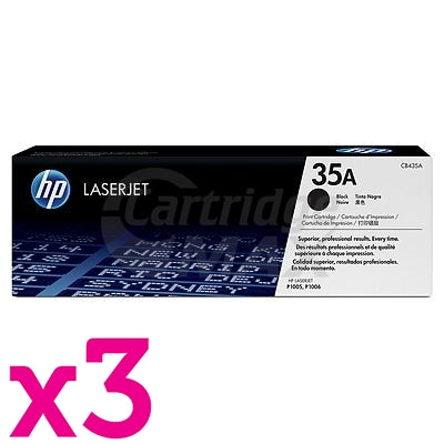3 x HP CB435A (35A) Original Black Toner Cartridge - 1,500 Pages