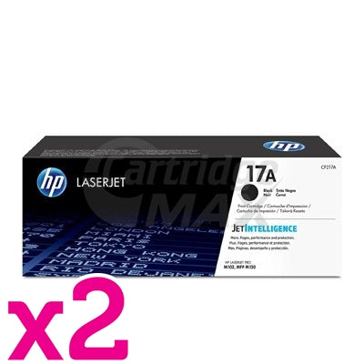 2 x HP CF217A (17A) Original Black Toner Cartridge - 1,600 Pages