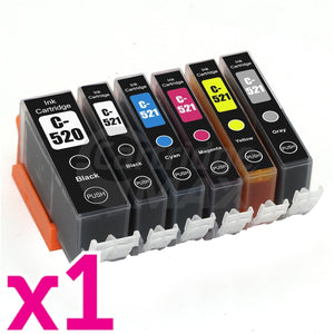 6-Pack Canon PGI-520, CLI-521 Generic Inkjet (with Chip) [1BK,1PBK,1C,1M,1Y,1GY]