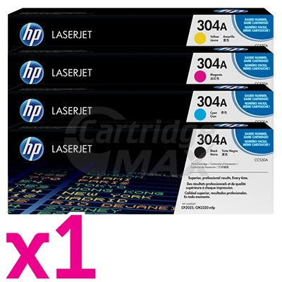4 Pack HP CC530A-CC533A (304A) Original Toner Cartridges [1BK,1C,1M,1Y]