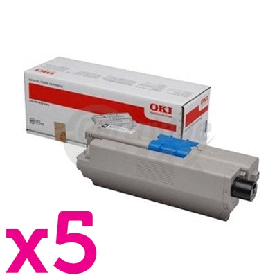 5 x Original OKI C301/ C321 Black Toner Cartridge (44973548)