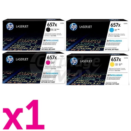 4 Pack HP 657X (CF470X-CF473X) Original Toner Cartridges [1BK,1C,1M,1Y]
