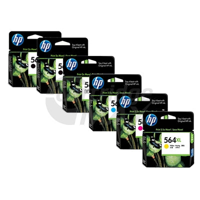 6 Pack HP 564XL Original Inkjet Cartridges CN684WA+CB322WA-CB325WA [2BK,1PBK,1C,1M,1Y]