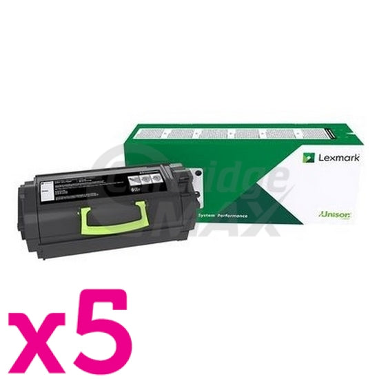 5 x Lexmark 58D6X0E Original MS823 / MS826 / MX721 / MX722 / MX826 Black Extra High Yield Toner Cartridge