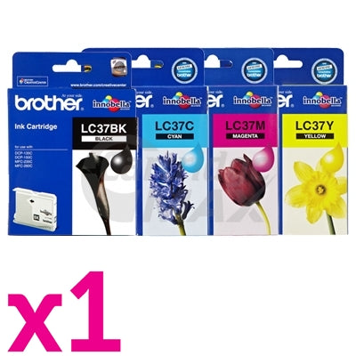 4 Pack Original Brother LC-37 Ink Combo [BK+C+M+Y]