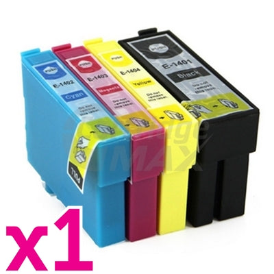 4 Pack Epson 140 (T1401-T1404) Generic High Yield Inkjet Cartridges [1BK,1C,1M,1Y]