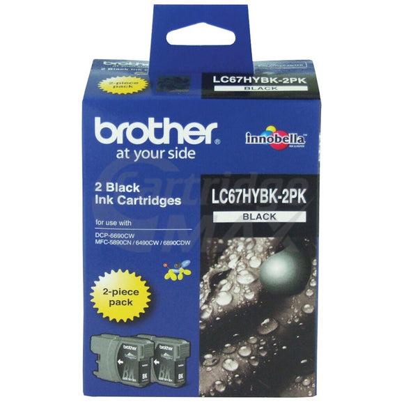 Original Brother LC-67HYBK2PK High Yield Black Twin Pack [2BK] - 900 Pages each