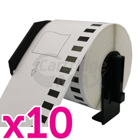 10 x Brother DK-22251 Generic Black & Red Text on White Continuous Label Roll 62mm x 15.24m