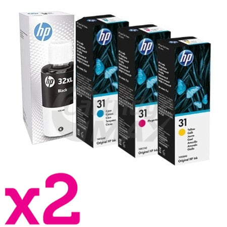 10 Pack HP 32XL + 31 Original Ink Bottle 1VV24AA 1VU26AA-1VU28AA [4BK,2C,2M,2Y]