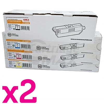 2 Sets of 4 Pack Original OKI MC562,C511,C531 Toner Cartridges (44973552, 44469725-727)