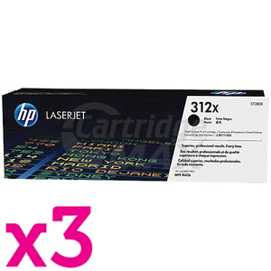 3 x HP CF380X (312X) Original Black High Yield Toner Cartridge - 4,400 Pages