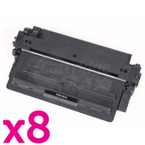 8 x Q7516A (16A) Generic Black Toner Cartridge - 12,000 Pages