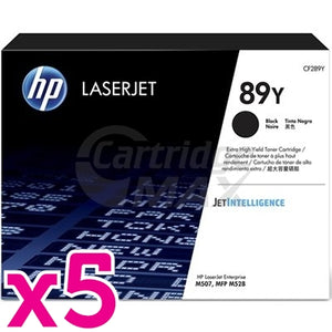 5 x HP 89Y CF289Y Extra High Yield Original Black Toner Cartridge - 20,000 Pages