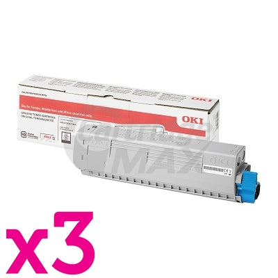 3 x OKI C834 Original Black Toner Cartridge