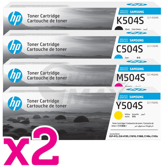 2 Set of 4 Pack Original Samsung CLP415N CLP415NW CLX4195FW CLX4195FN Toner Cartridge Set CLT-504