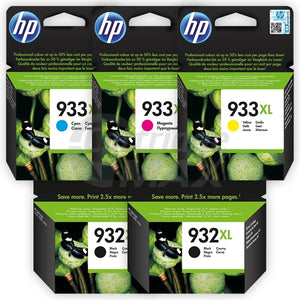 5 Pack HP 932XL + 933XL Original High Yield Inkjet Cartridges CN053AA - CN056AA [2BK,1C,1M,1Y]