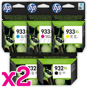 10 Pack Pack HP 932XL + 933XL Original High Yield Inkjet Cartridges CN053AA - CN056AA [4BK,2C,2M,2Y]