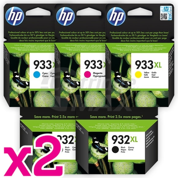 10 Pack Pack HP 932XL + 933XL Original High Yield Inkjet Cartridges CN053AA - CN056AA [4BK,2C,2M,2Y]
