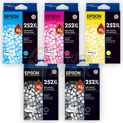 5 Pack Epson 252XL Original Ink Cartridge [C13T253192-C13T253492] [2BK,1C,1M,1Y]